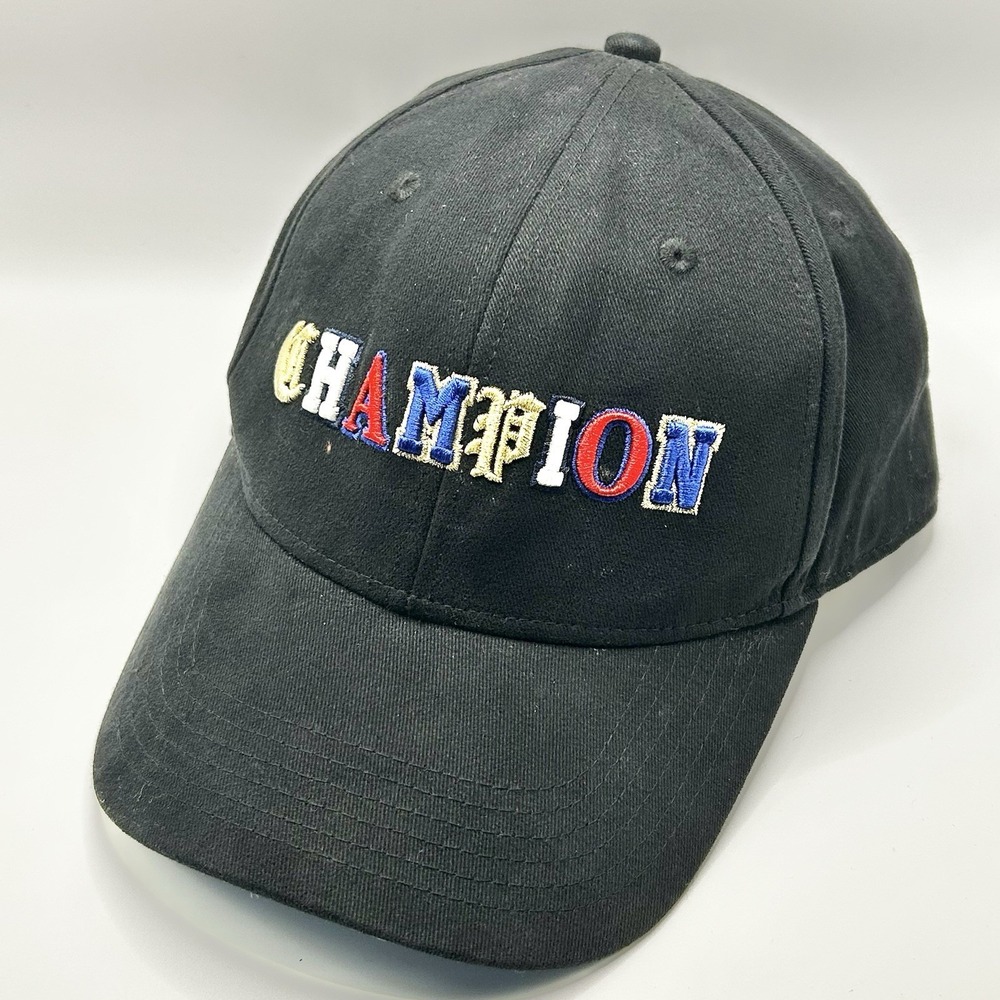Champion Wordmark Logo Hat Cap Snapback Adjustableā Black Casual Outdoors Sports